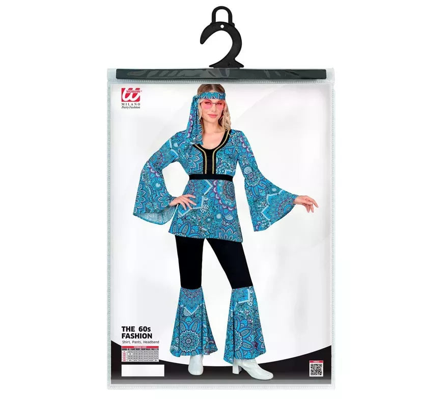 Disfraz de Hippie años 60 Mandala azul oscuro para mujer