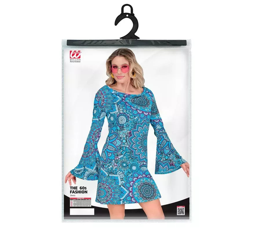 Translation missing: de.Disfraz de Hippie años 60 Mandala azul para mujer