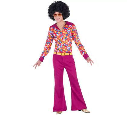 Disfraz de Hippie Años 70 con Flores para hombre