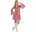 Disfraz de Hippie Años 70 con Flores para mujer