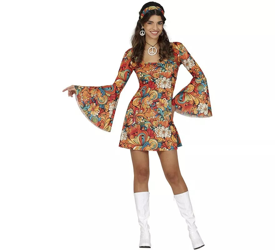 Translation missing: de.Disfraz de Hippie Años 70 floral para mujer