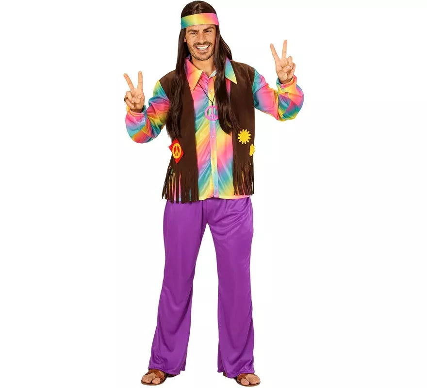 Translation missing: de.Disfraz de Hippie Arcoíris para hombre