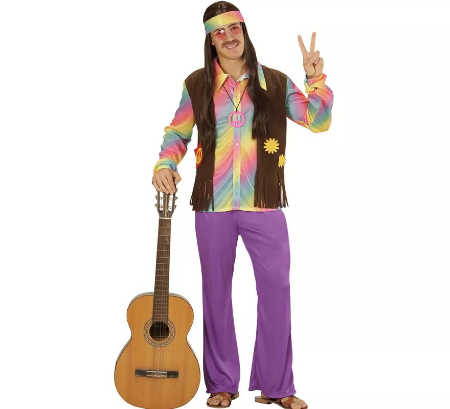 Translation missing: de.Disfraz de Hippie Arcoíris para hombre