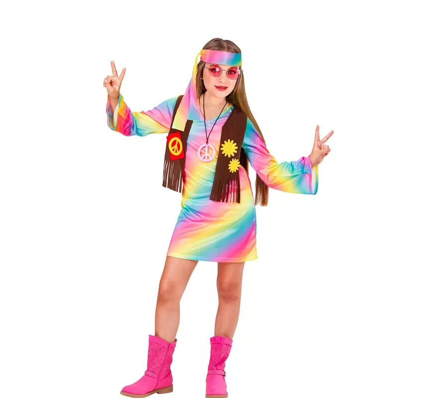 Translation missing: de.Disfraz de Hippie Arcoíris para niña y adolescente