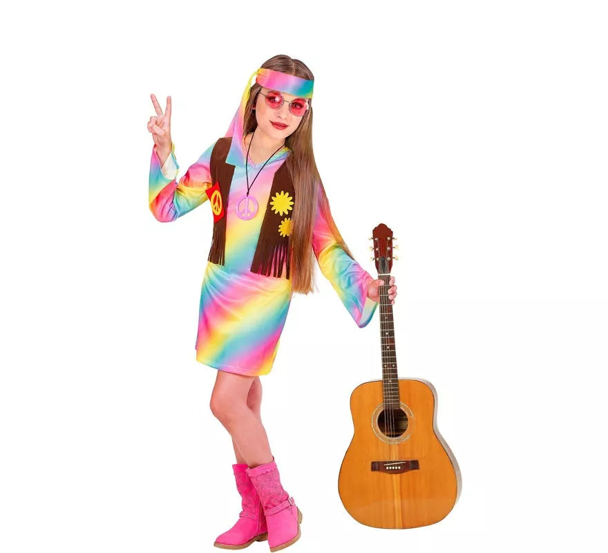 Translation missing: de.Disfraz de Hippie Arcoíris para niña y adolescente
