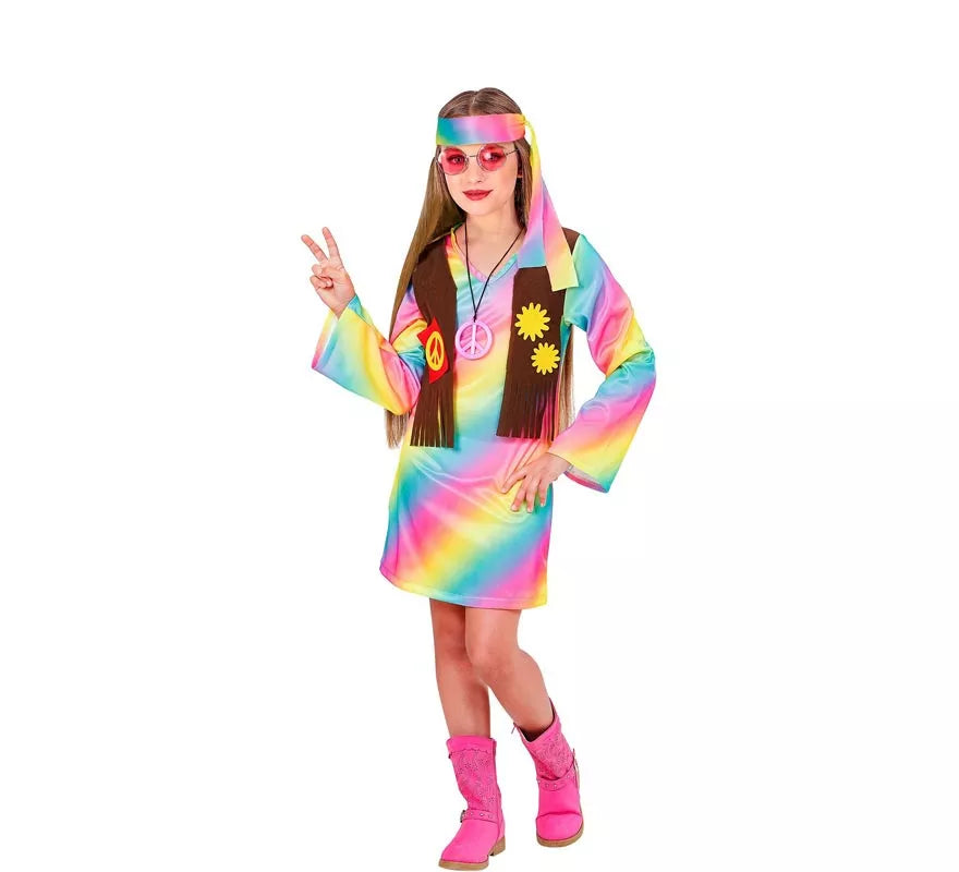 Translation missing: de.Disfraz de Hippie Arcoíris para niña y adolescente