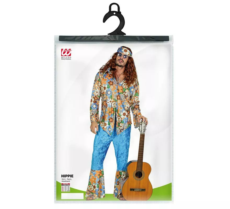 Translation missing: de.Disfraz de Hippie azul de terciopelo para hombre