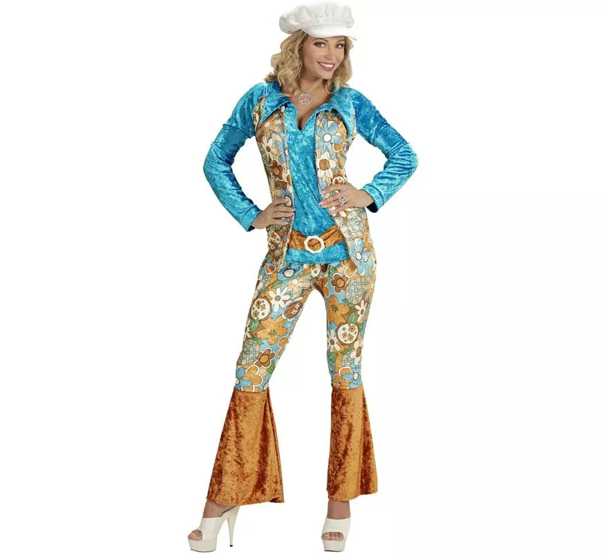 Translation missing: de.Disfraz de Hippie azul de terciopelo para mujer