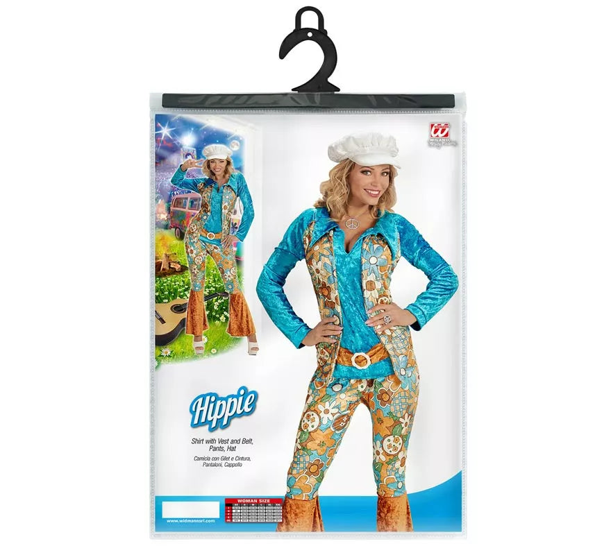 Translation missing: de.Disfraz de Hippie azul de terciopelo para mujer