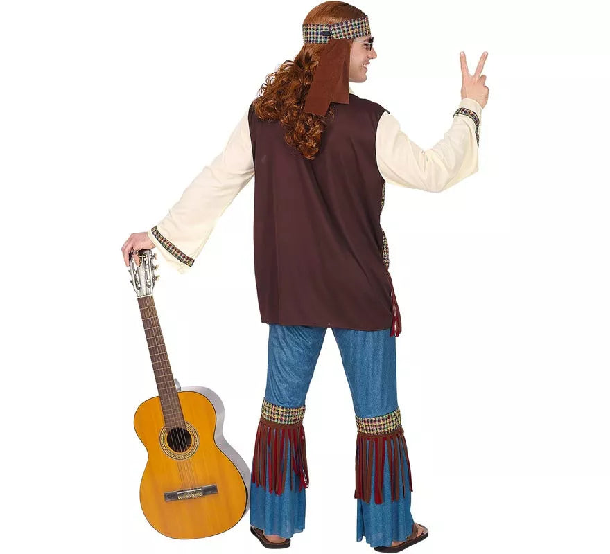 Translation missing: de.Disfraz de Hippie beige para hombre
