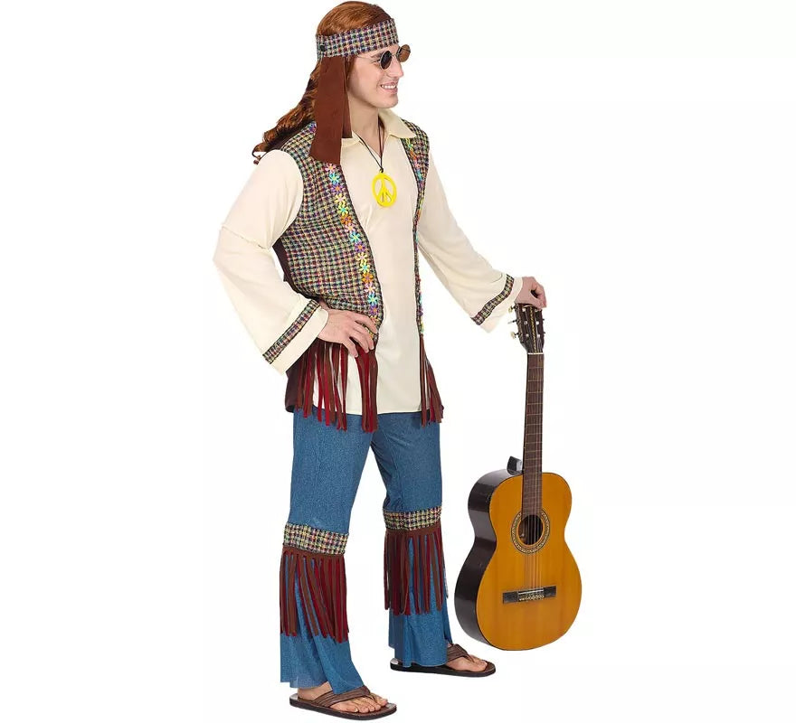 Translation missing: de.Disfraz de Hippie beige para hombre