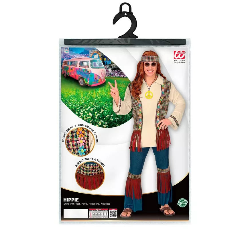 Translation missing: de.Disfraz de Hippie beige para hombre