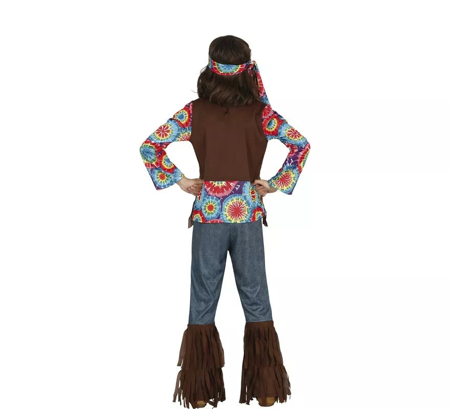 Translation missing: de.Disfraz de Hippie con chaleco marrón para niña