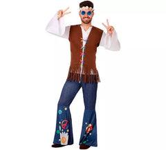 Hippie Kostüm mit Weste für Herren
