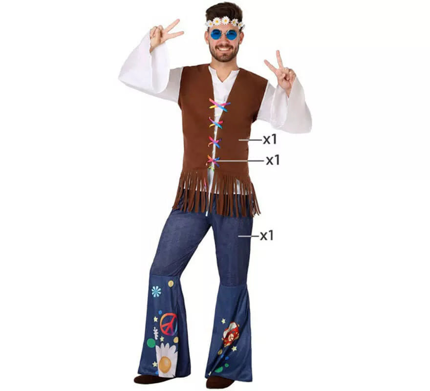 Translation missing: de.Disfraz de Hippie con Chaleco para hombre