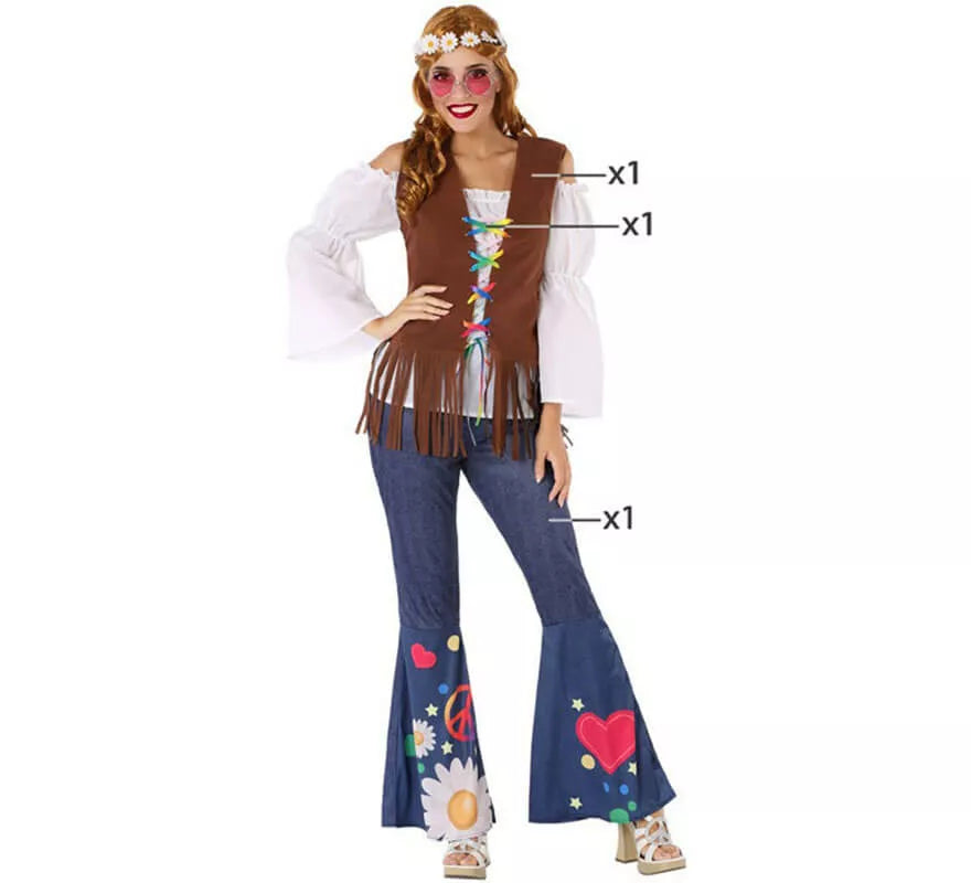 Translation missing: de.Disfraz de Hippie con Chaleco para mujer