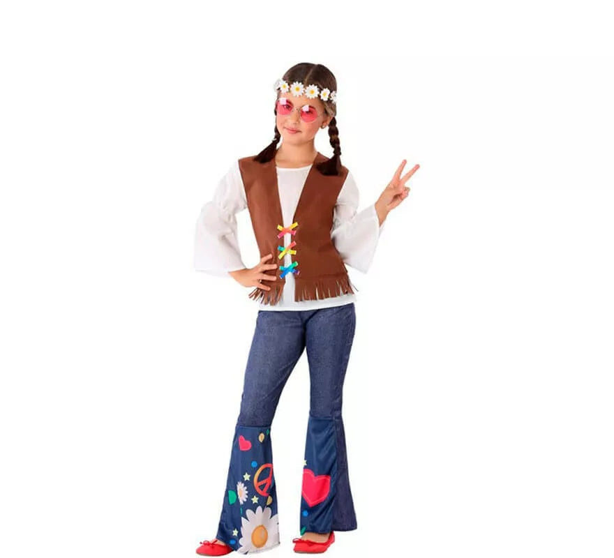 Translation missing: de.Disfraz de Hippie con Chaleco para niña