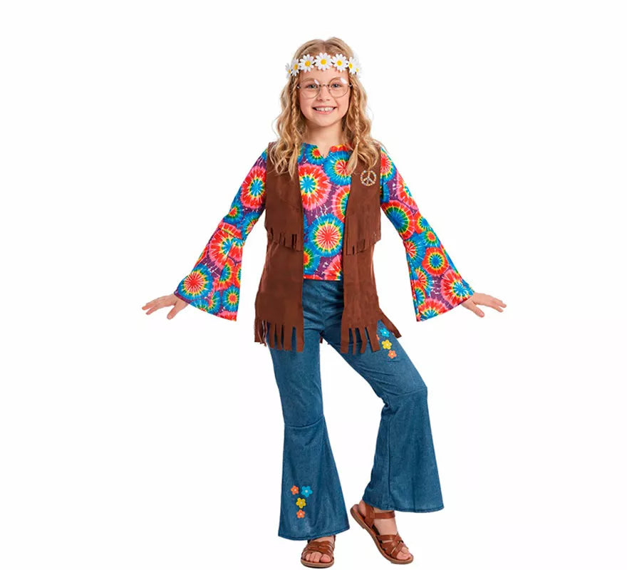 Translation missing: de.Disfraz de Hippie con Chaleco para niña