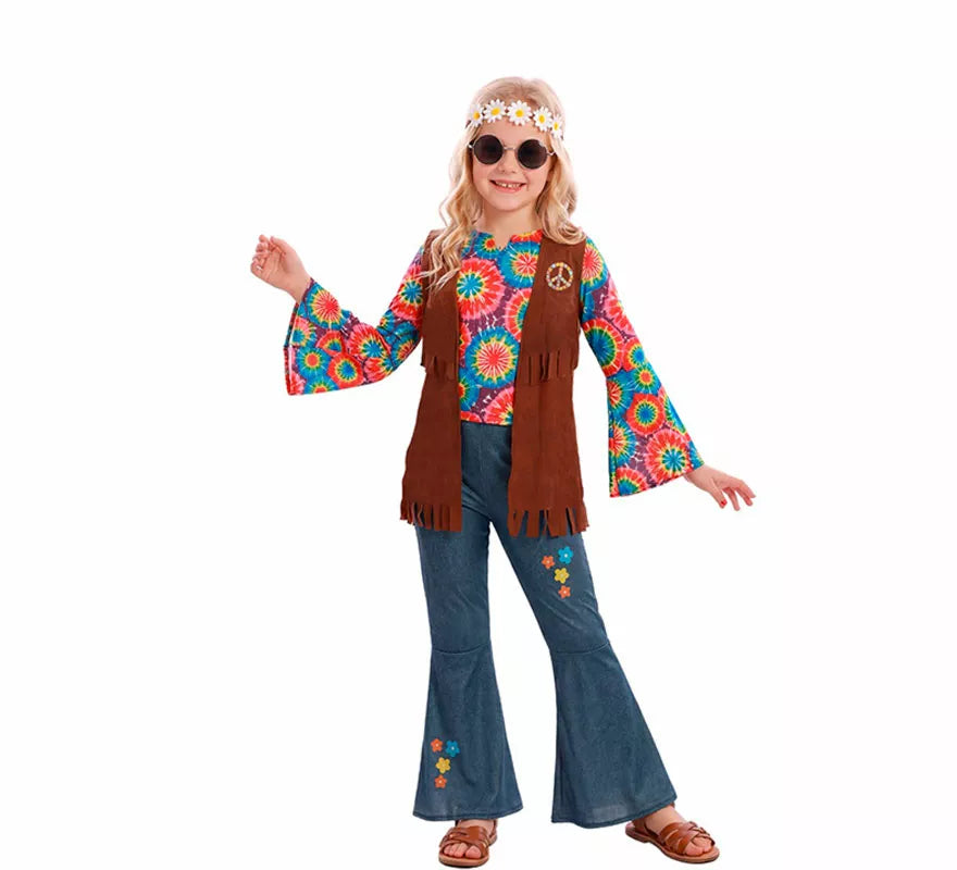 Translation missing: de.Disfraz de Hippie con Chaleco para niña