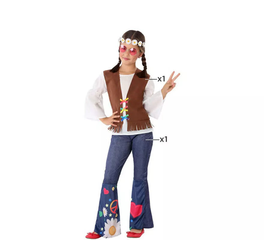 Translation missing: de.Disfraz de Hippie con Chaleco para niña