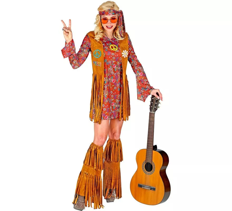 Translation missing: de.Disfraz de Hippie con cubrebotas y flecos para mujer