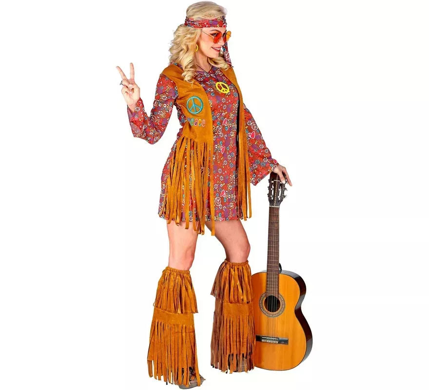 Translation missing: de.Disfraz de Hippie con cubrebotas y flecos para mujer