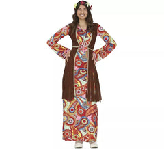 Hippie Kostüm mit langem Kleid für Damen