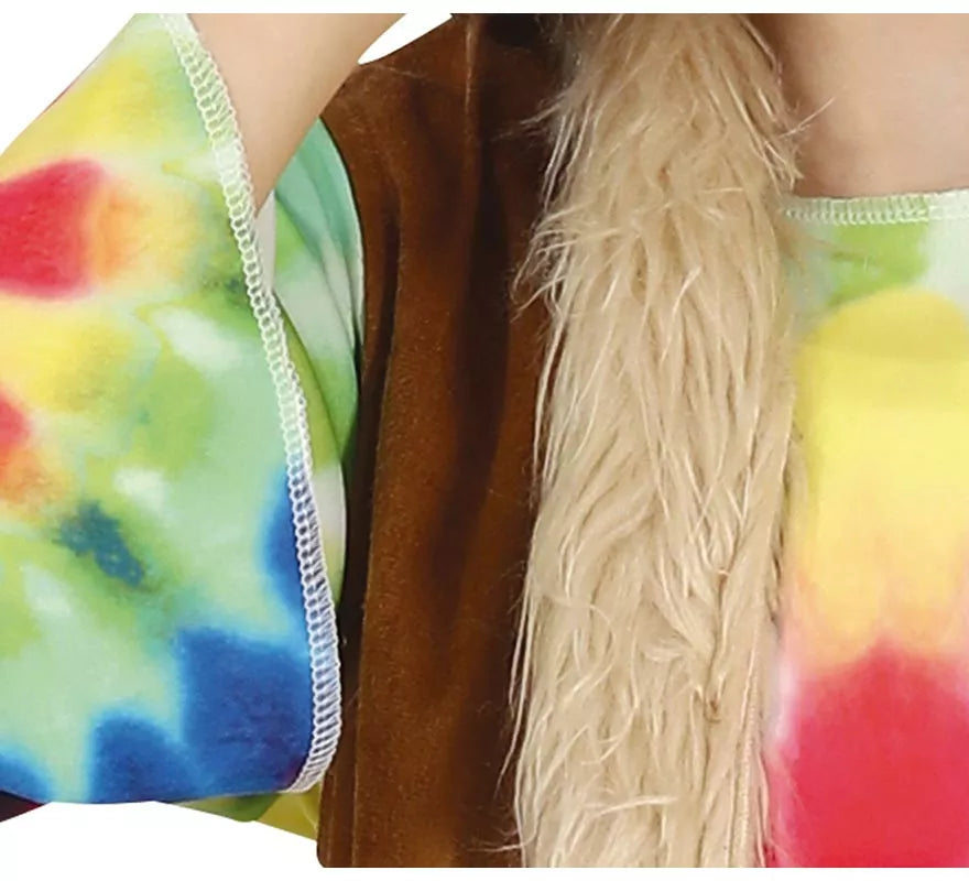 Translation missing: de.Disfraz de Hippie con vestido multicolor para niña