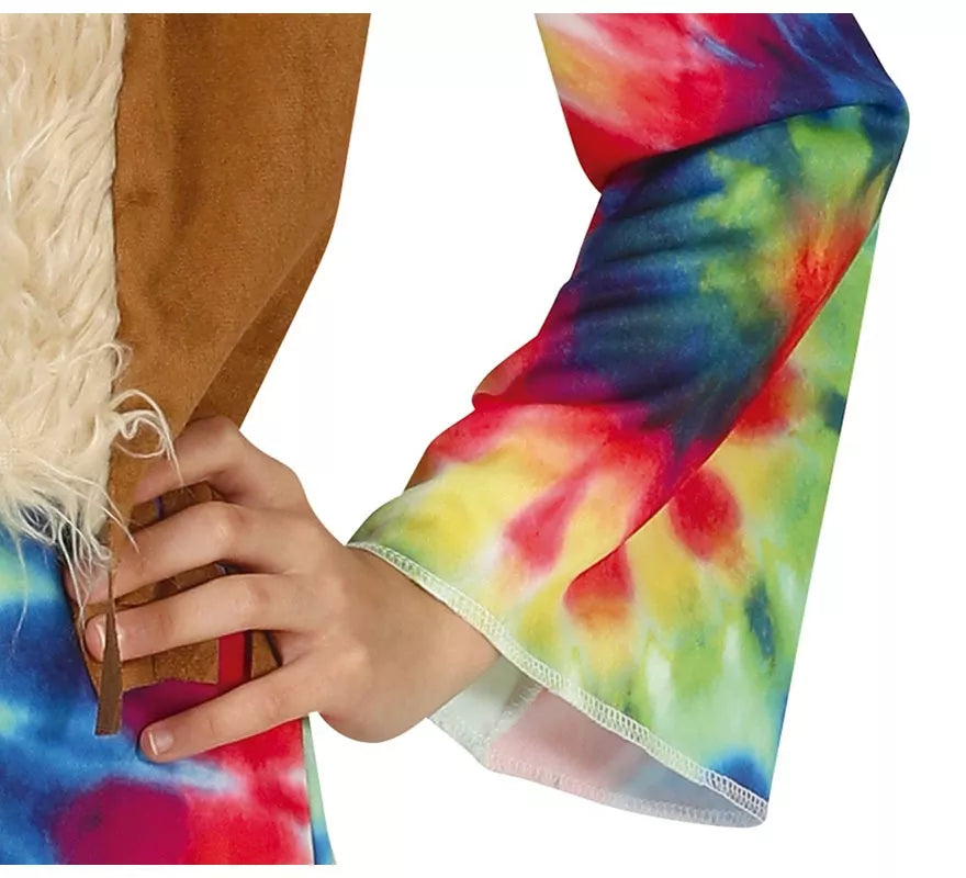 Translation missing: de.Disfraz de Hippie con vestido multicolor para niña