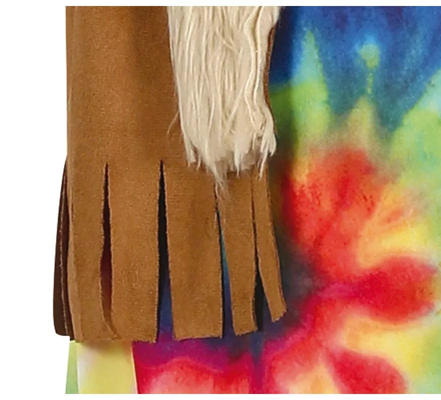 Disfraz de Hippie con vestido multicolor para niña