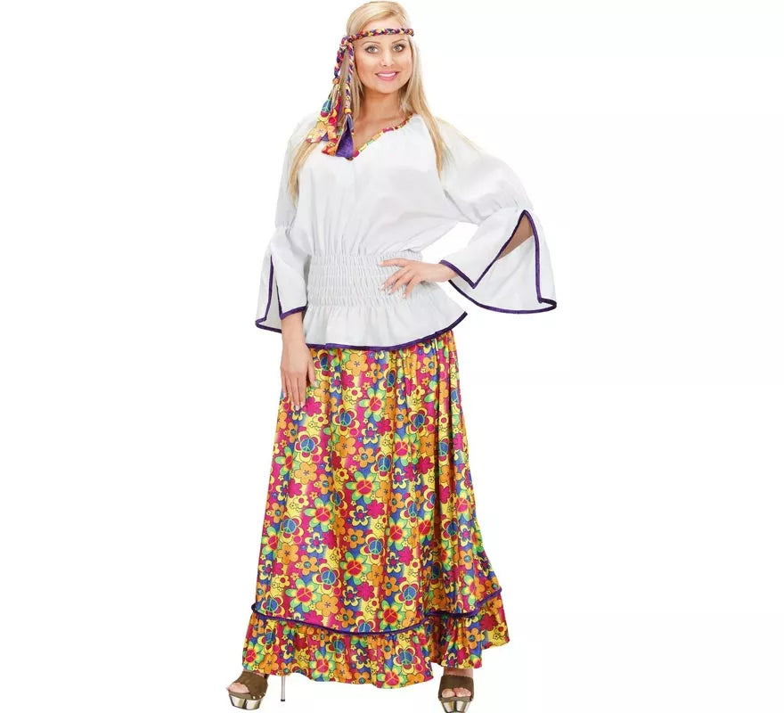 Disfraz de Hippie de terciopelo para mujer