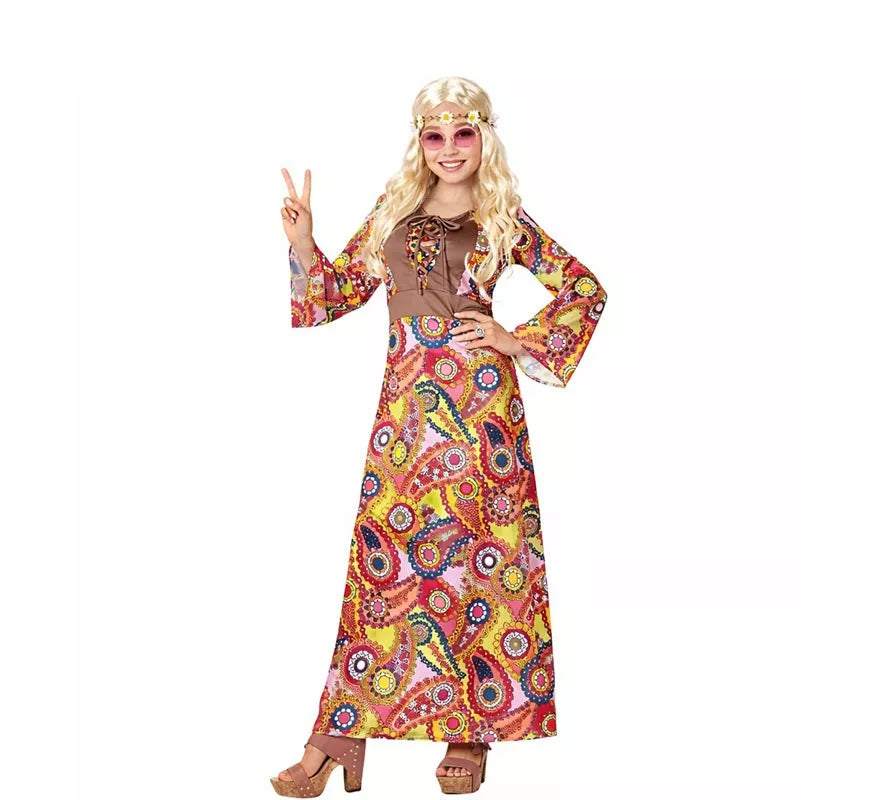 Translation missing: de.Disfraz de Hippie figuras multicolor para mujer