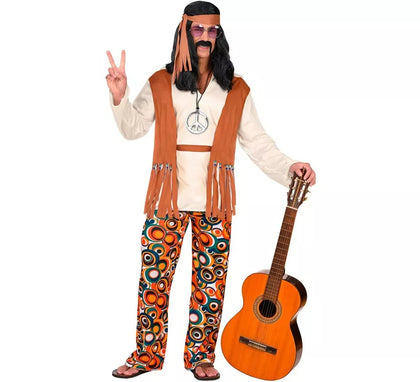 Disfraz de Hippie flecos largos para hombre