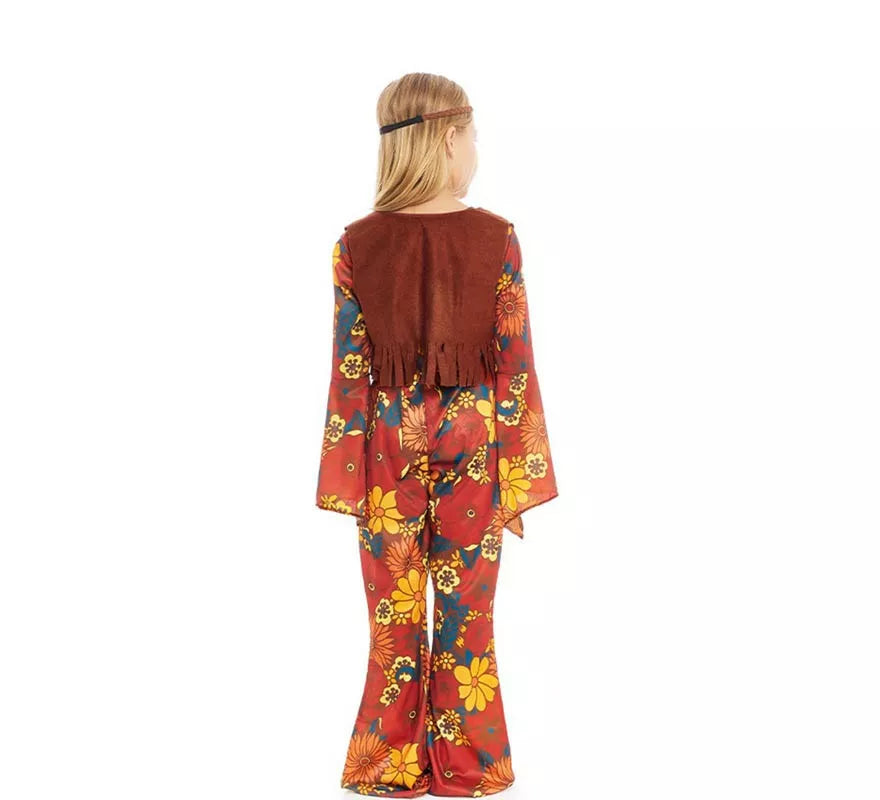 Translation missing: de.Disfraz de Hippie floral con chaleco para niña