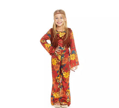 Geblümtes Hippie-Kostüm mit Weste für Mädchen
