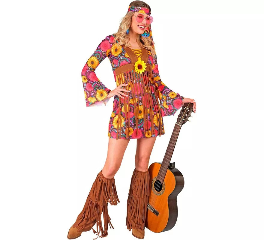 Translation missing: de.Disfraz de Hippie floral con flecos para mujer