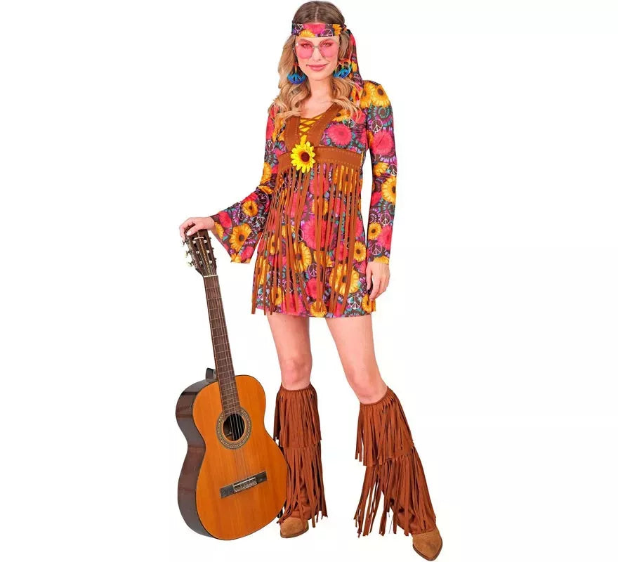 Translation missing: de.Disfraz de Hippie floral con flecos para mujer
