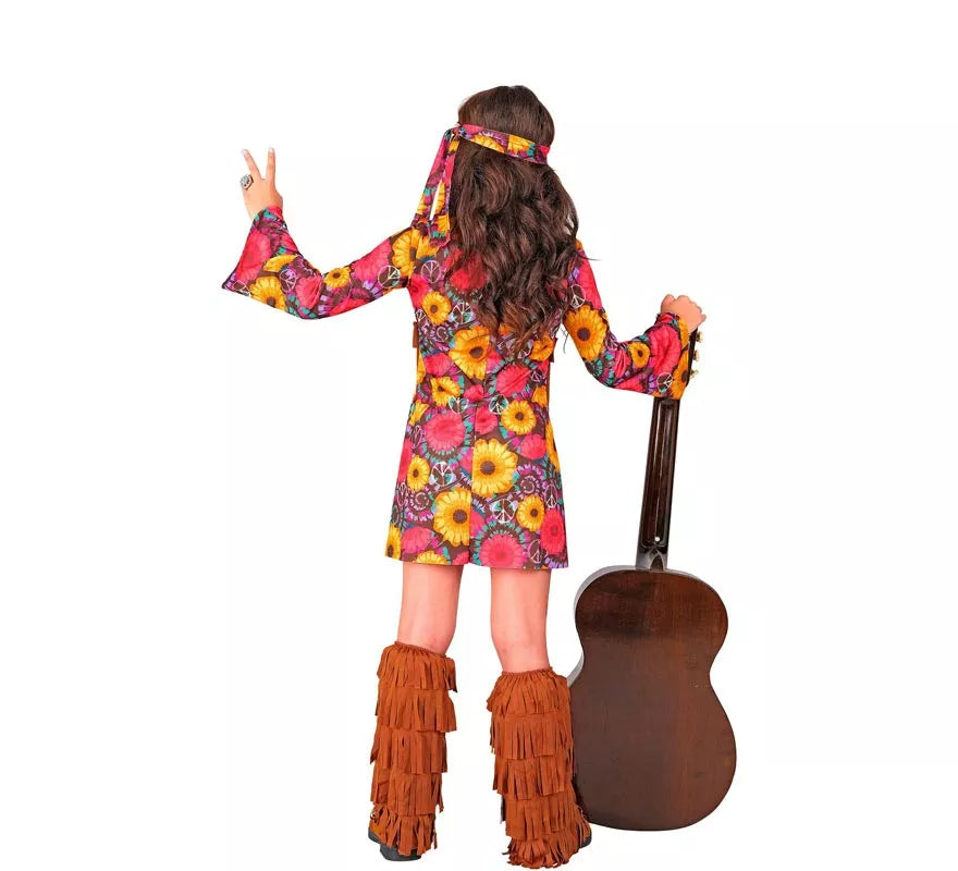 Translation missing: de.Disfraz de Hippie Floral con flecos para niña y adolescente