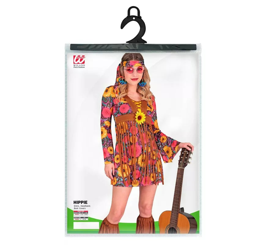 Translation missing: de.Disfraz de Hippie Floral con flecos para niña y adolescente