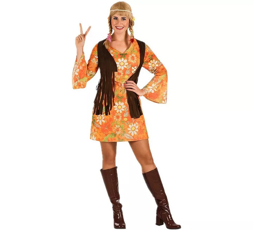 Translation missing: de.Disfraz de Hippie Floreada para mujer