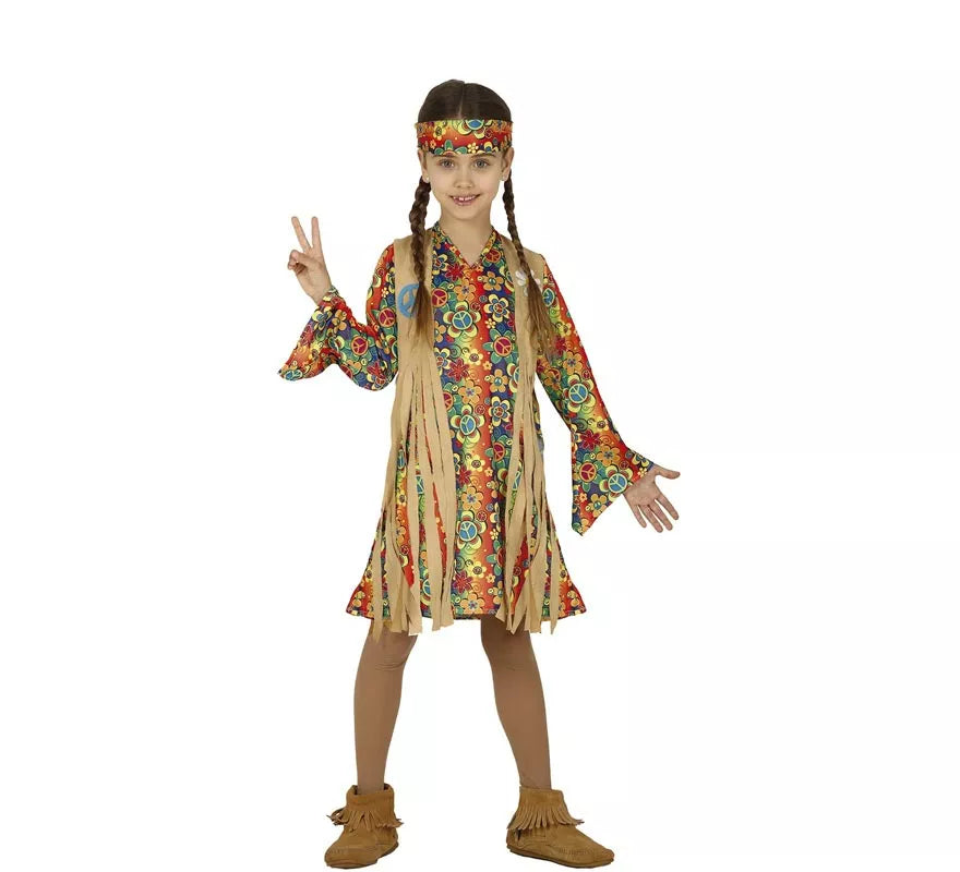 Translation missing: de.Disfraz de Hippie Floreada para niña
