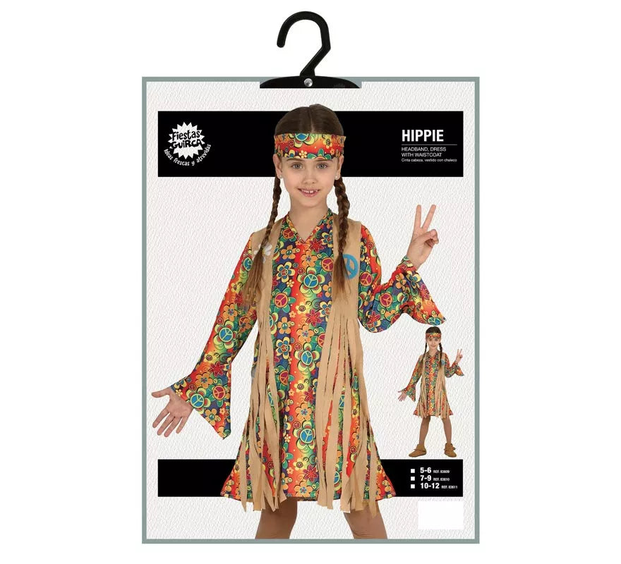 Translation missing: de.Disfraz de Hippie Floreada para niña
