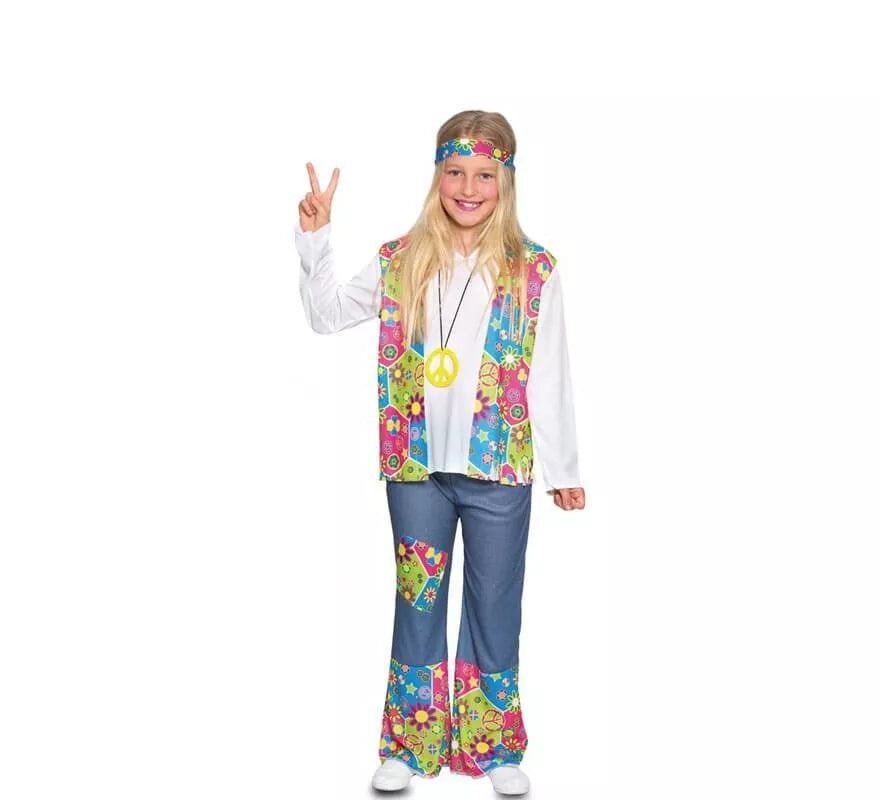 Translation missing: de.Disfraz de Hippie floreada para niña
