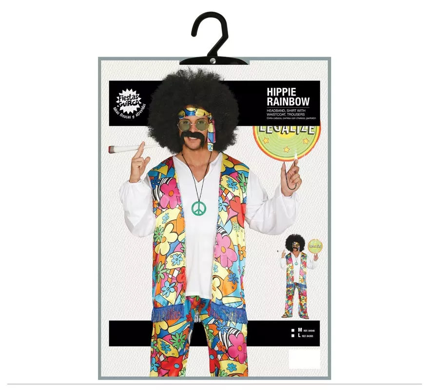 Translation missing: de.Disfraz de Hippie Floreado para hombre