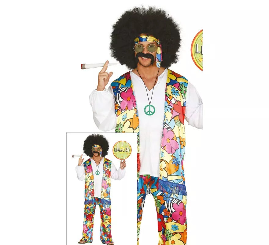 Translation missing: de.Disfraz de Hippie Floreado para hombre
