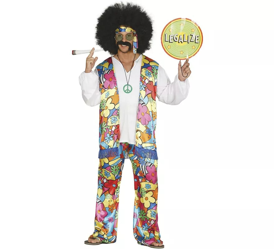 Translation missing: de.Disfraz de Hippie Floreado para hombre