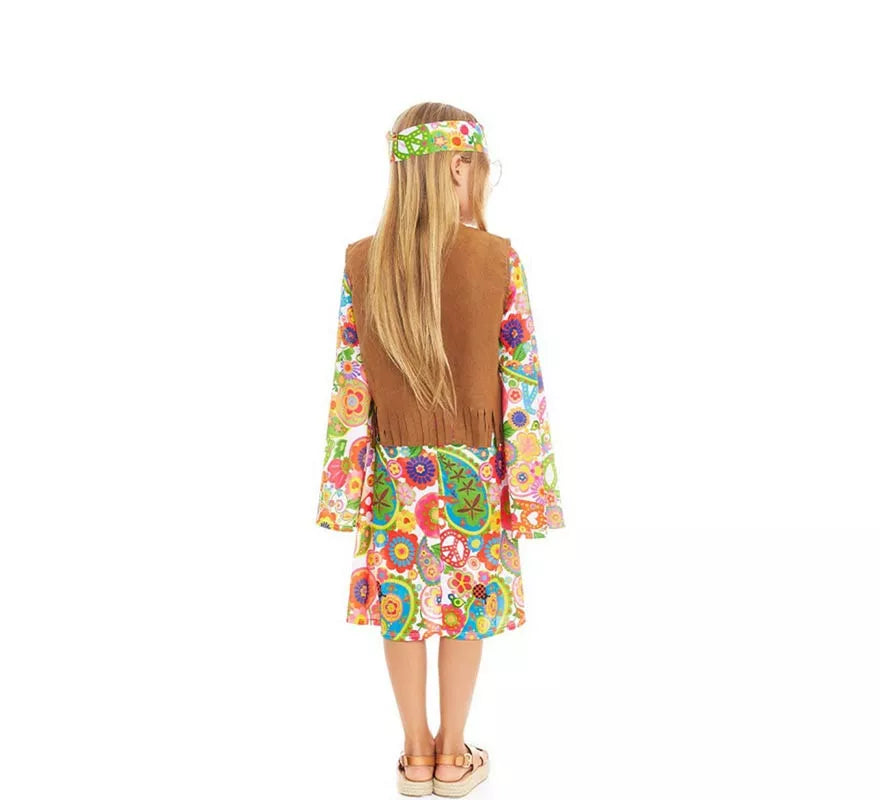 Translation missing: de.Disfraz de Hippie Flores con chaleco para niña