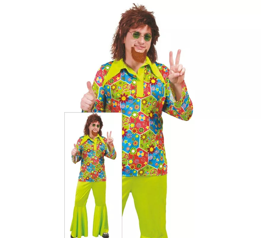 Translation missing: de.Disfraz de Hippie Flower Power para hombre