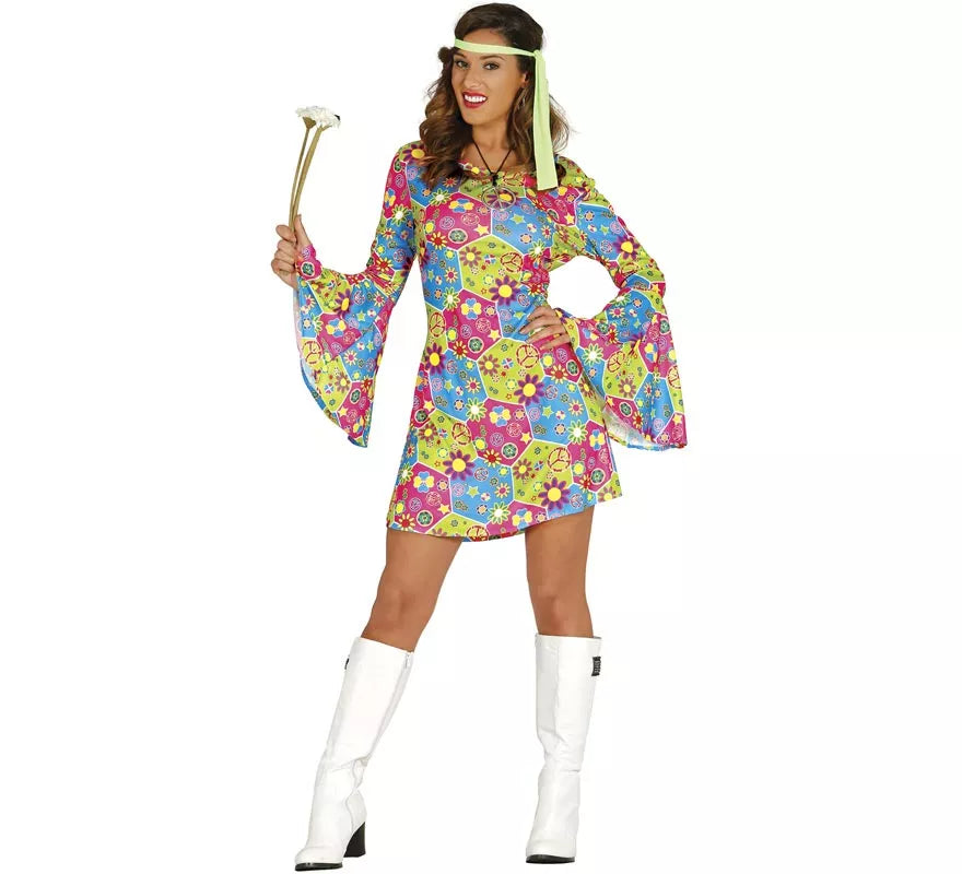 Translation missing: de.Disfraz de Hippie Flower Power para mujer