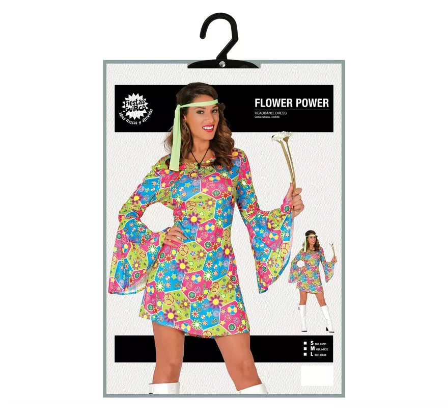 Translation missing: de.Disfraz de Hippie Flower Power para mujer